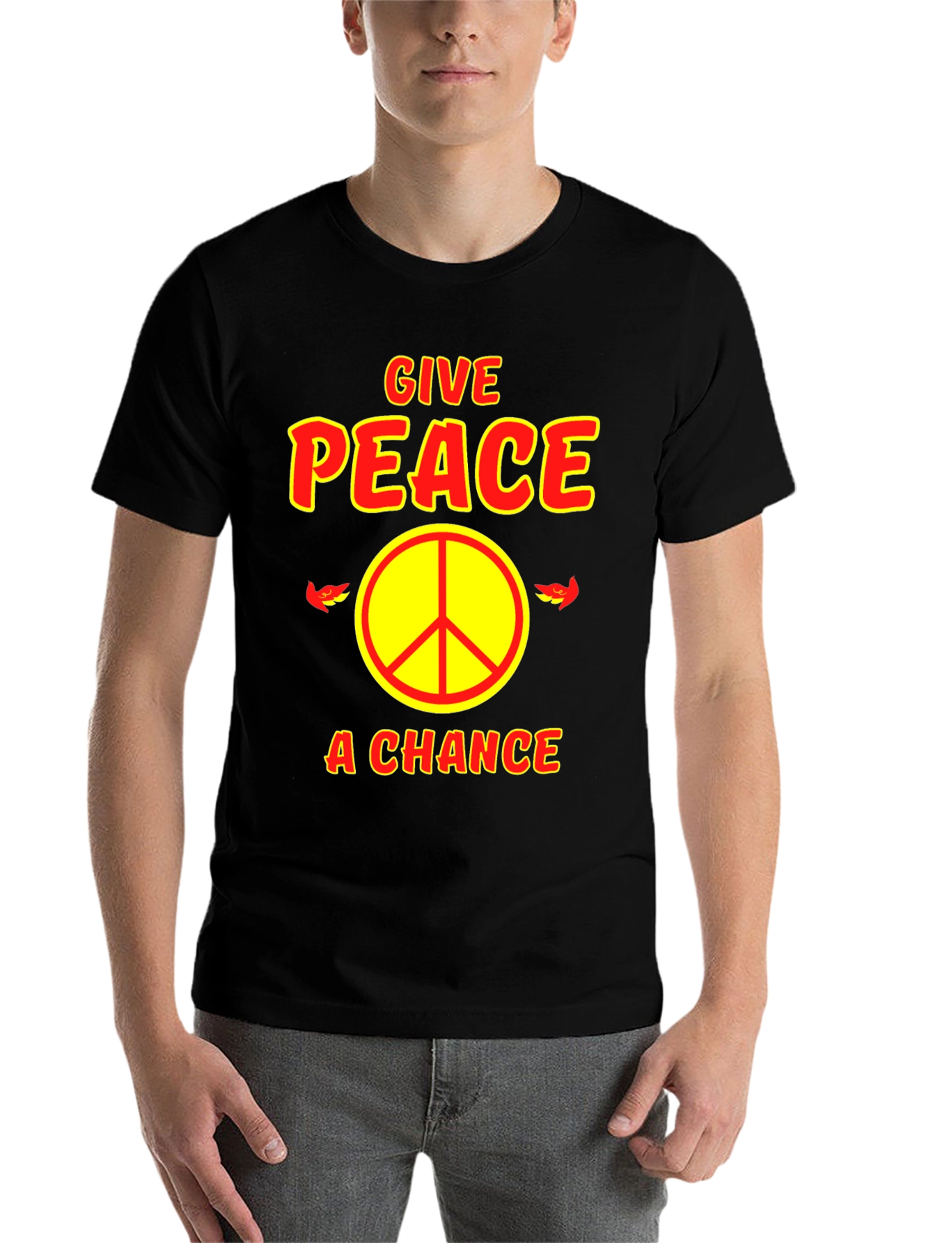 Black Give Peace A Chance Graphic T-Shirt view 7