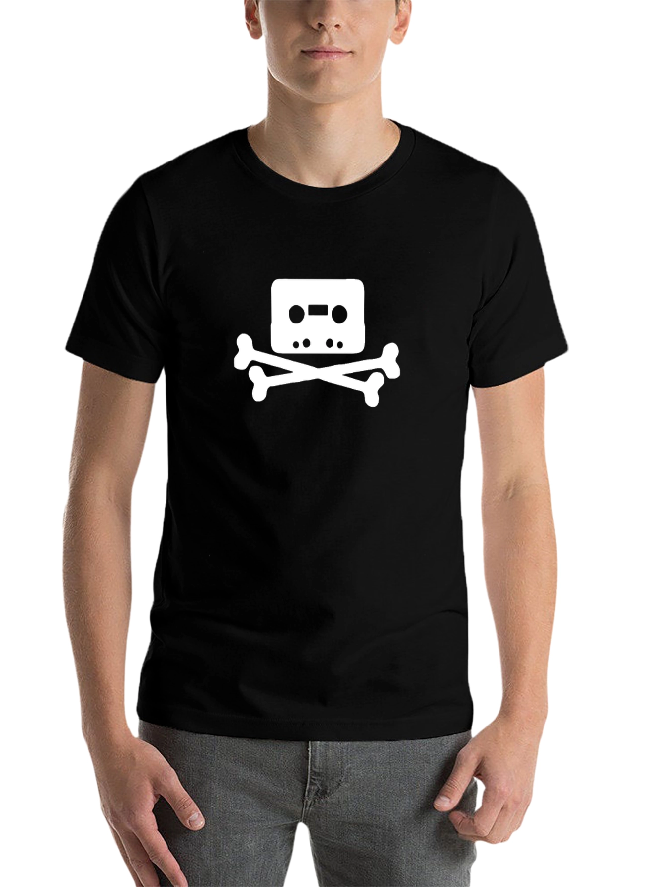 Black Cassette Tape Skull T-Shirt - Black view 7