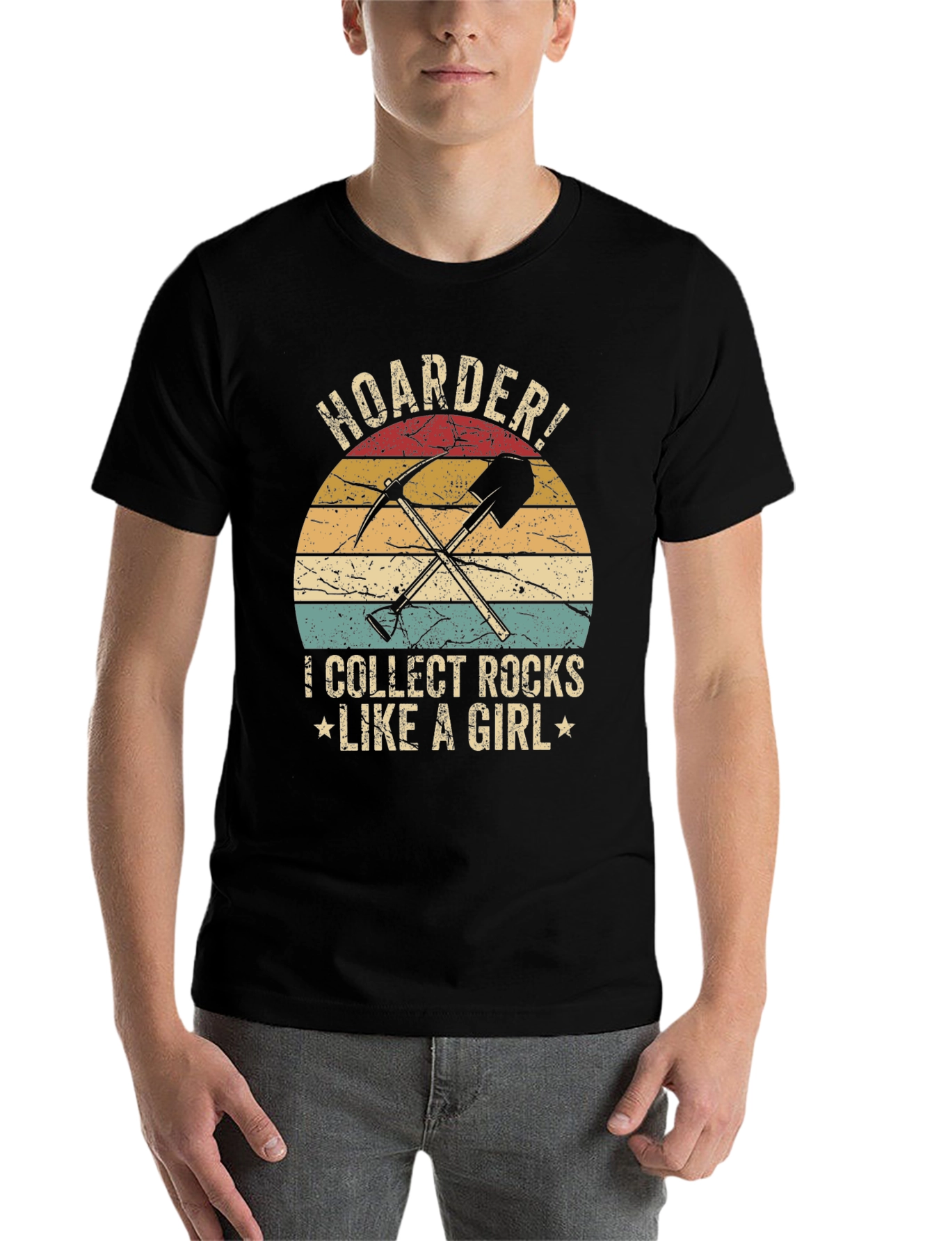 Black Hoarder! I Collect Rocks Like a Girl T-Shirt view 7