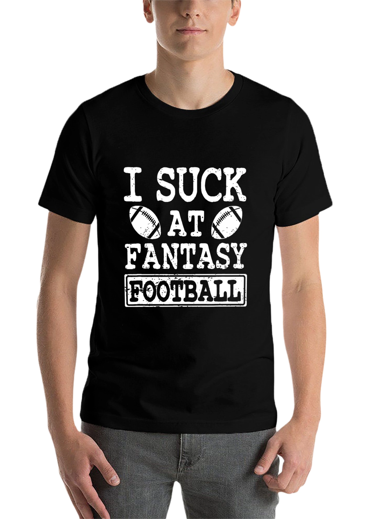 Black I Suck At Fantasy Football Black Graphic Tee view 7