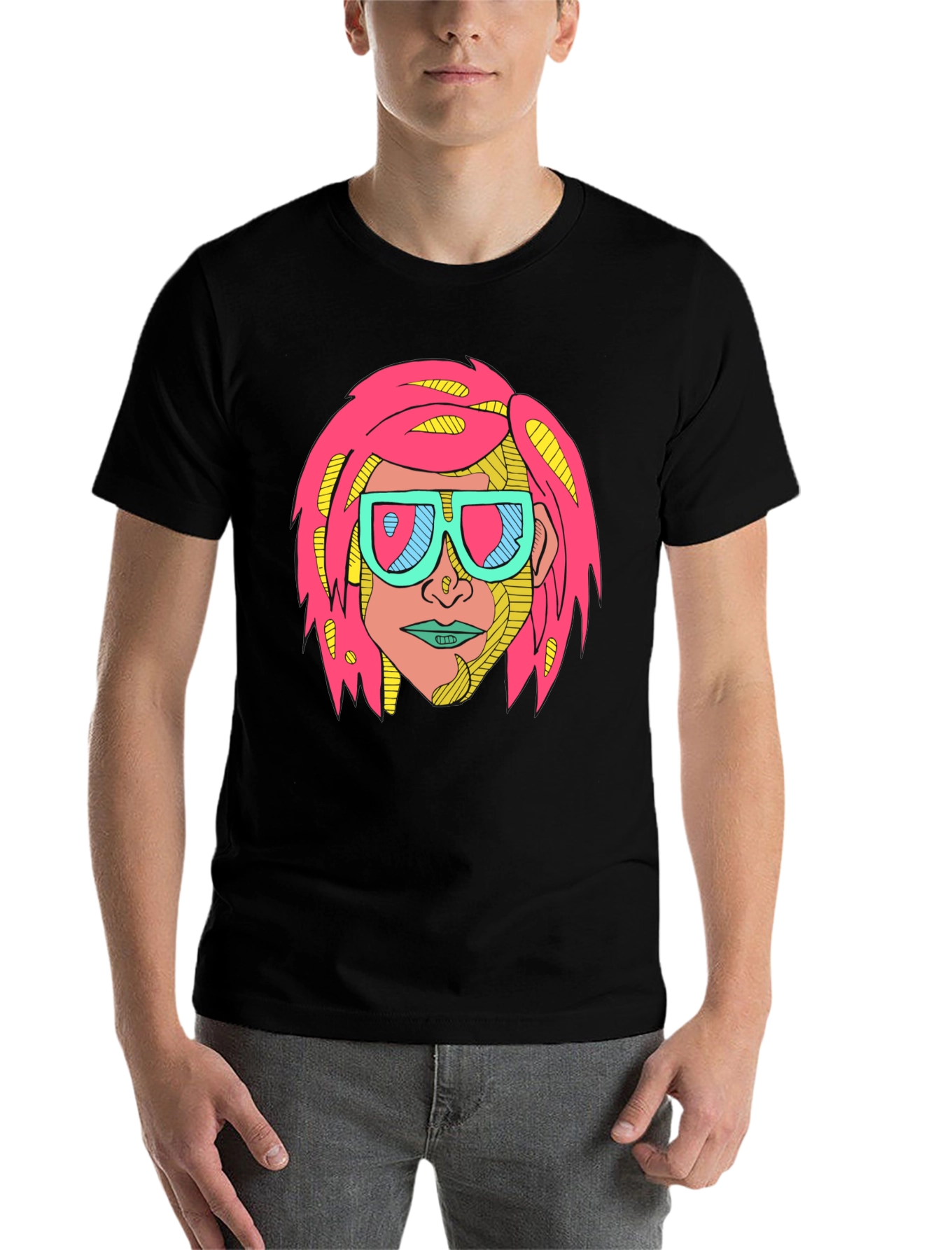 Black Funky Graphic Tee - Retro Pop Art Design view 7