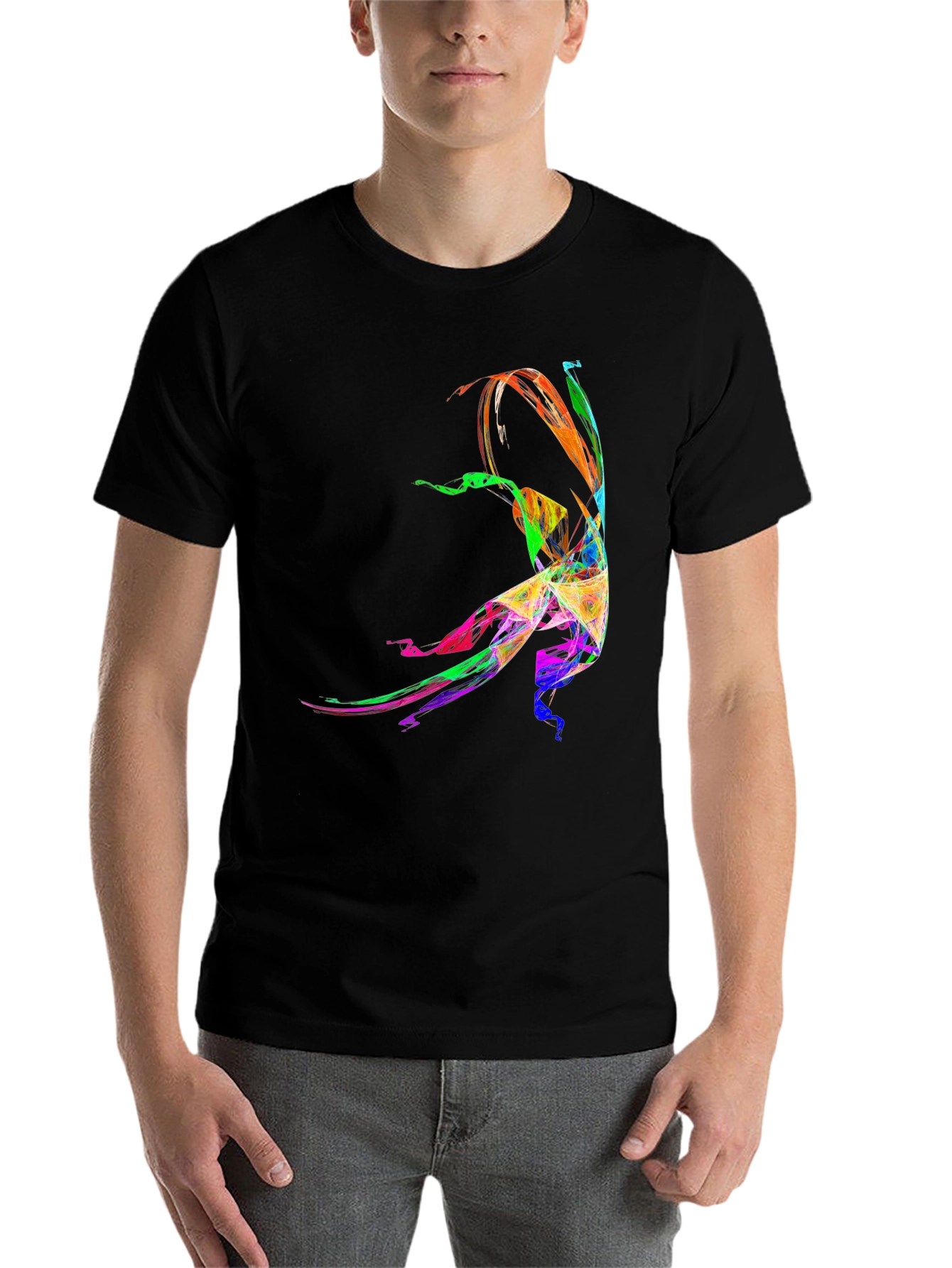 Black Colorful Abstract Dancer Graphic Tee view 7