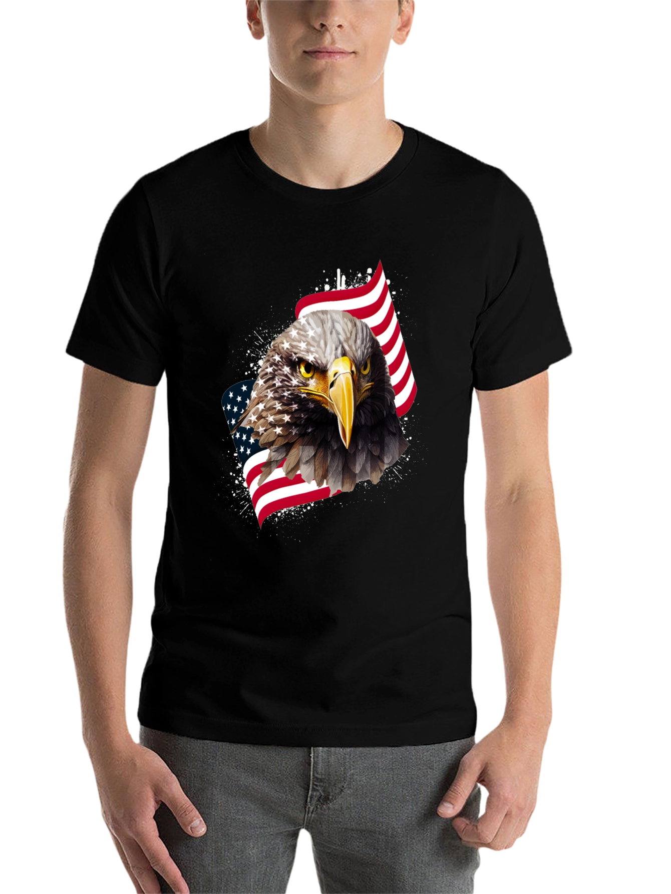 Black American Eagle Graphic Tee - Patriotic Style view 7