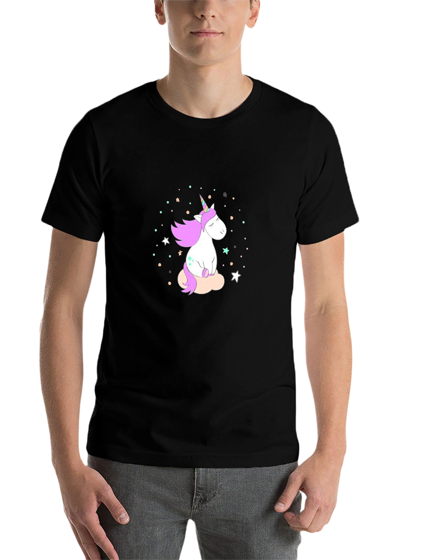 Black Unicorn Dreams T-Shirt - Black Cotton Comfort view 7