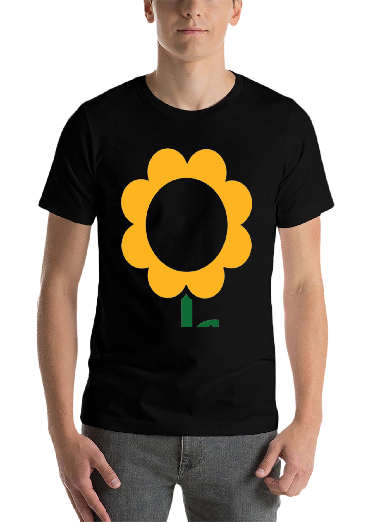 Black Black T-Shirt with Bold Flower Graphic view 7