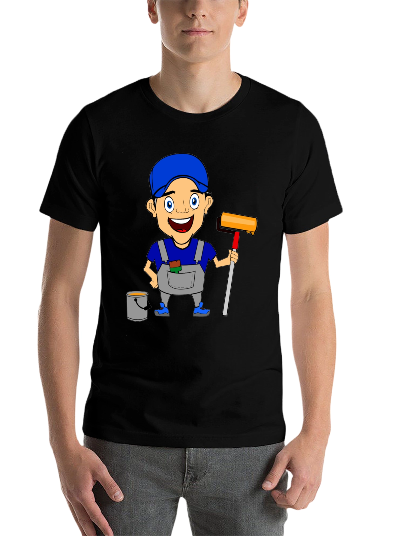 Black Painter Cartoon Graphic T-Shirt view 7