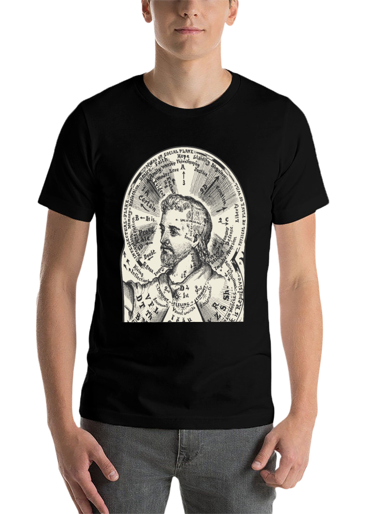 Black Vintage Anatomy Chart Graphic T-Shirt view 7