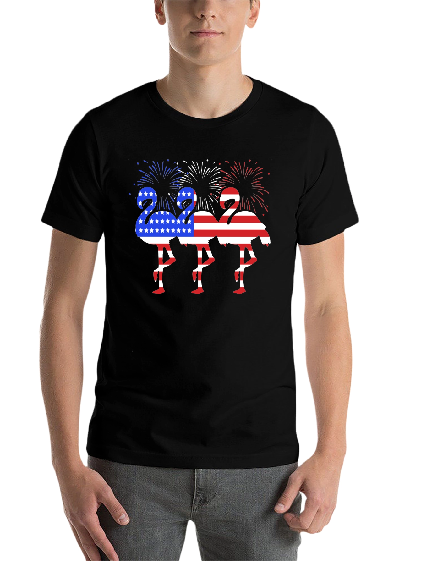Black Patriotic Flamingo Graphic Tee view 7