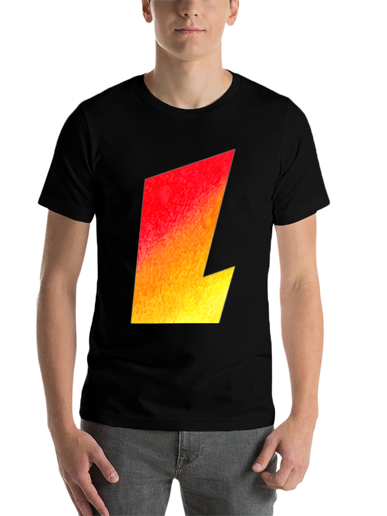 Black Flame Bolt Graphic Tee - Bold Statement Shirt view 7