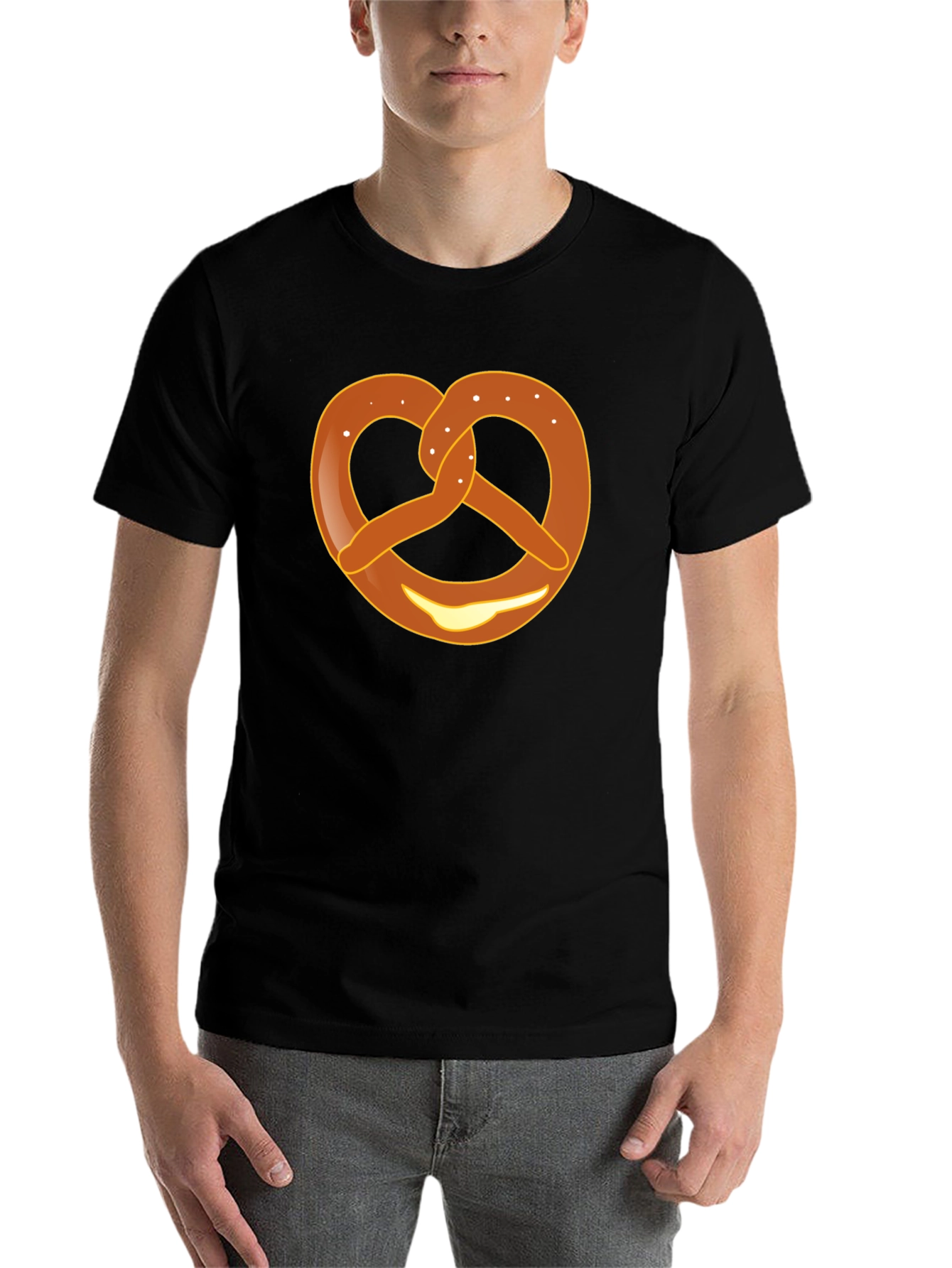 Black Pretzel Graphic T-Shirt - Unisex Crew Neck Tee view 7