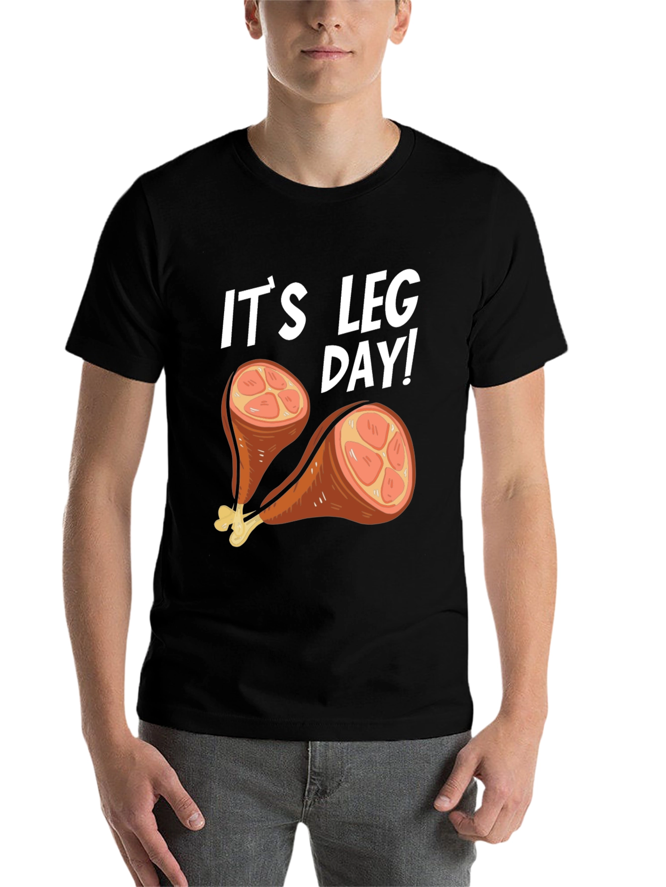 Black It's Leg Day Turkey Humor T-Shirt view 7
