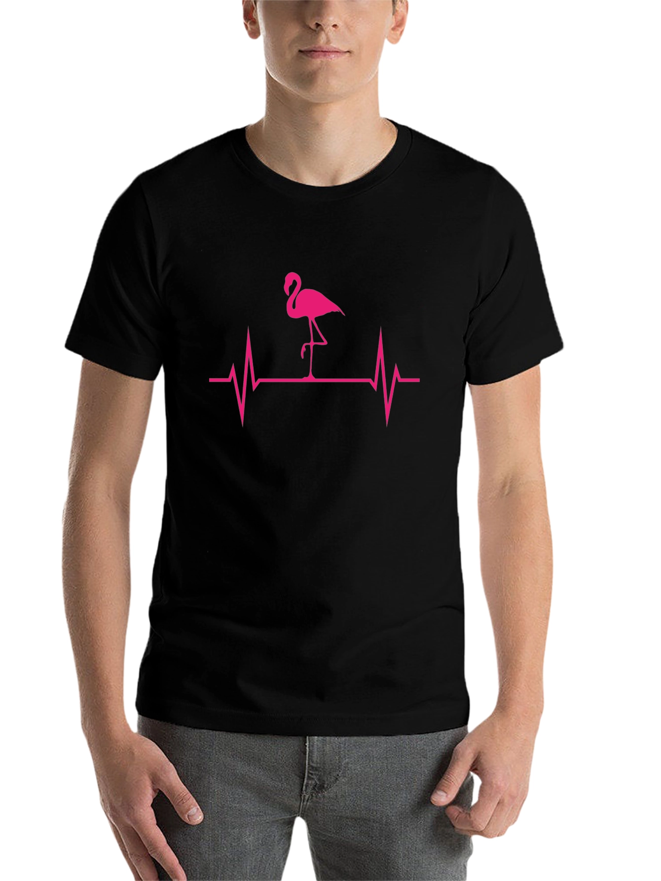 Black Flamingo Heartbeat Graphic Tee view 7