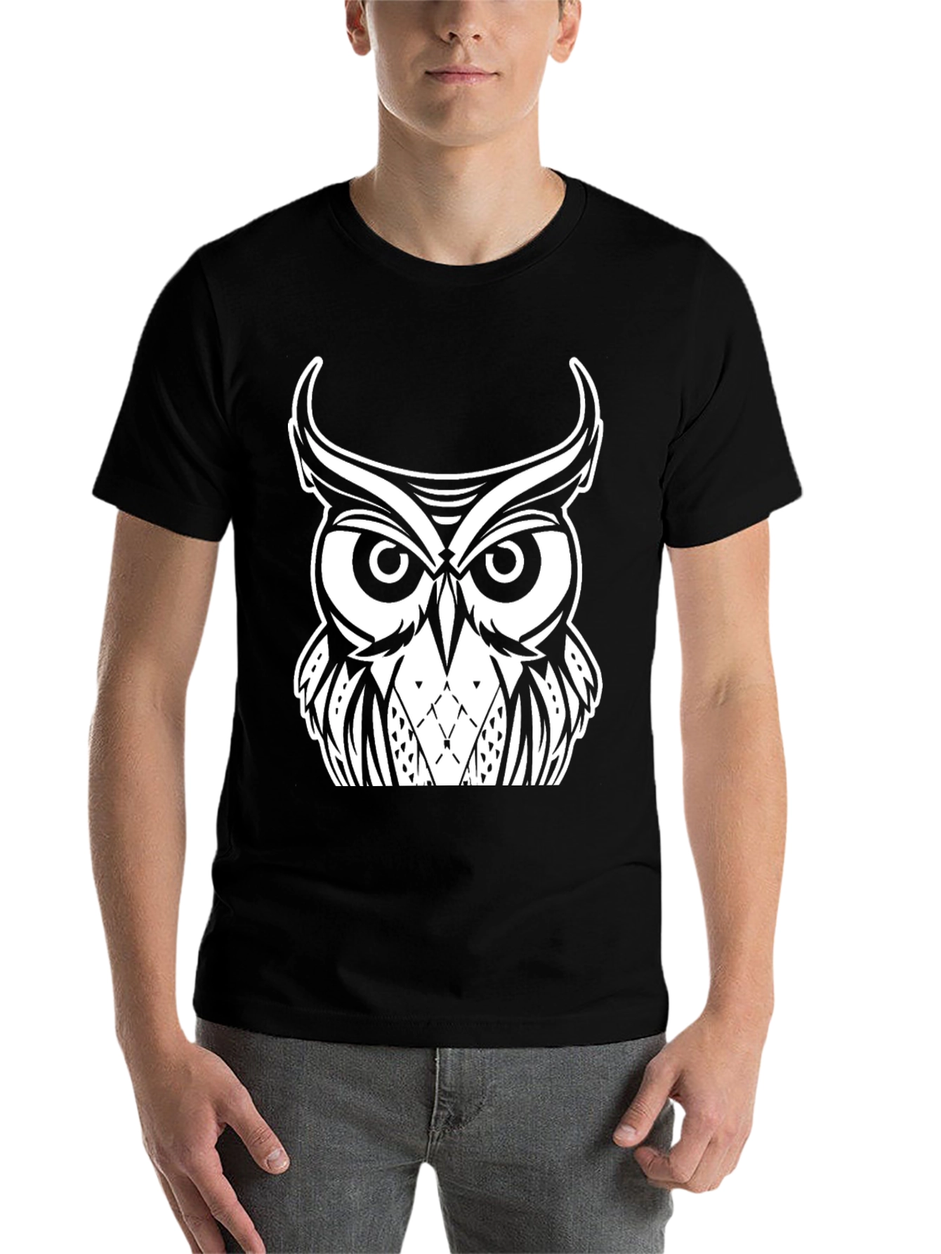 Black Owl Graphic Black T-Shirt - Unique Design view 7