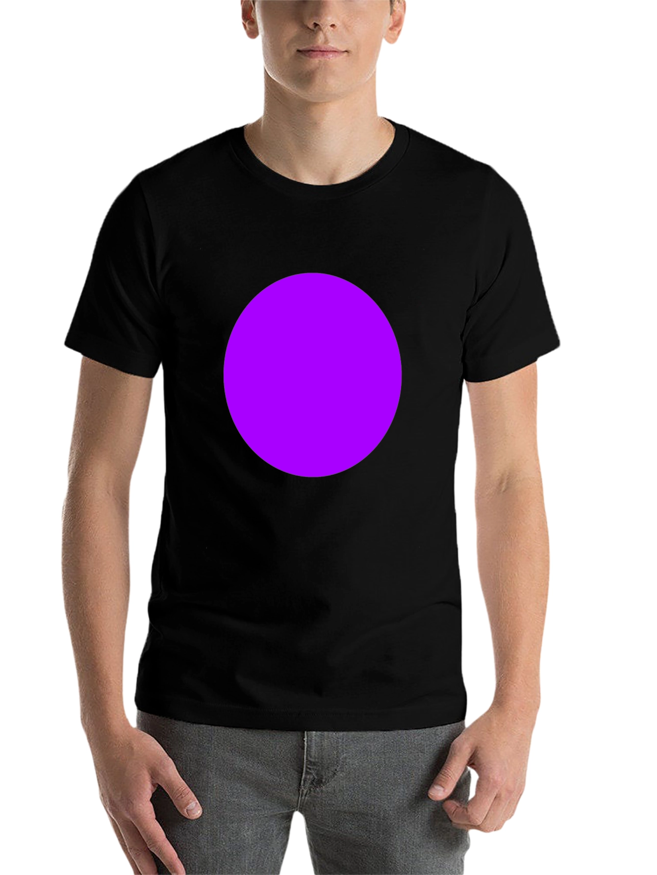 Black Men's Black T-Shirt with Bold Purple Circle Design view 7