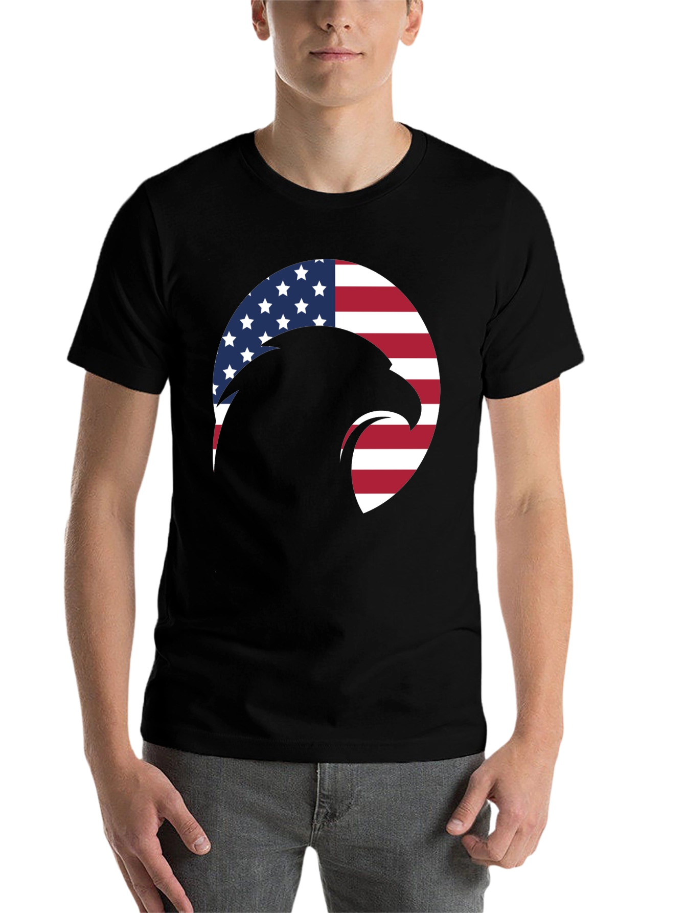 Black American Eagle Graphic T-Shirt - Patriotic Style view 7