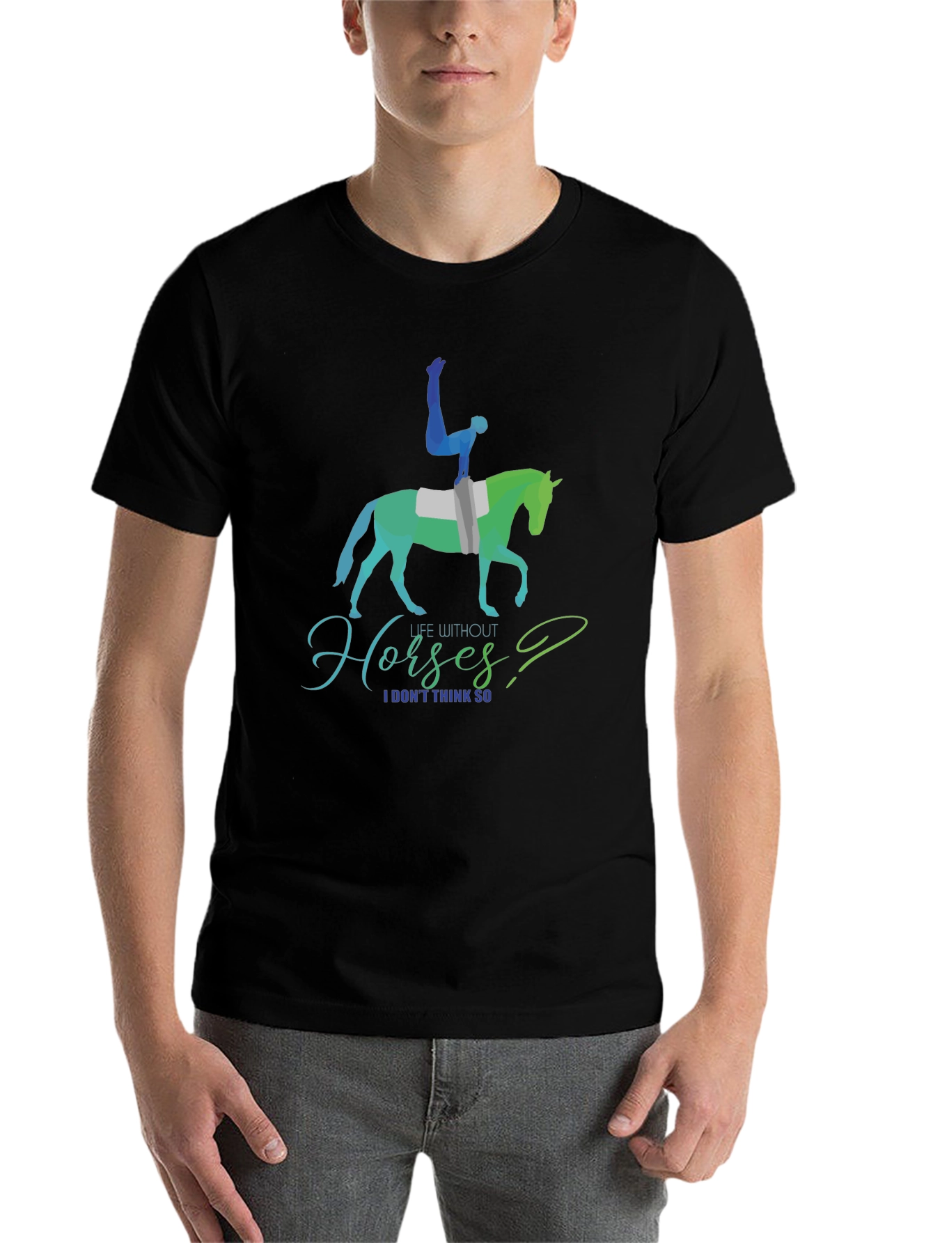 Black Equestrian T-Shirt: Life Without Horses? view 7