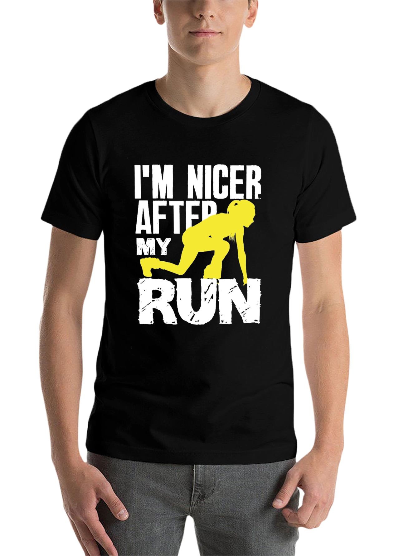 Black Funny Running T-Shirt: I'm Nicer After My Run view 7
