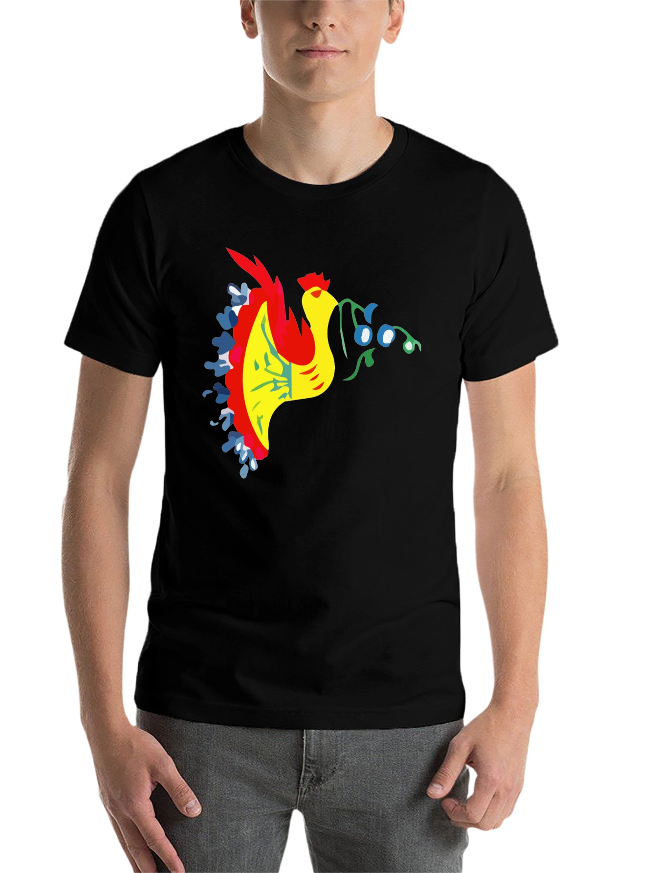 Black Rooster Graphic Black T-Shirt view 7