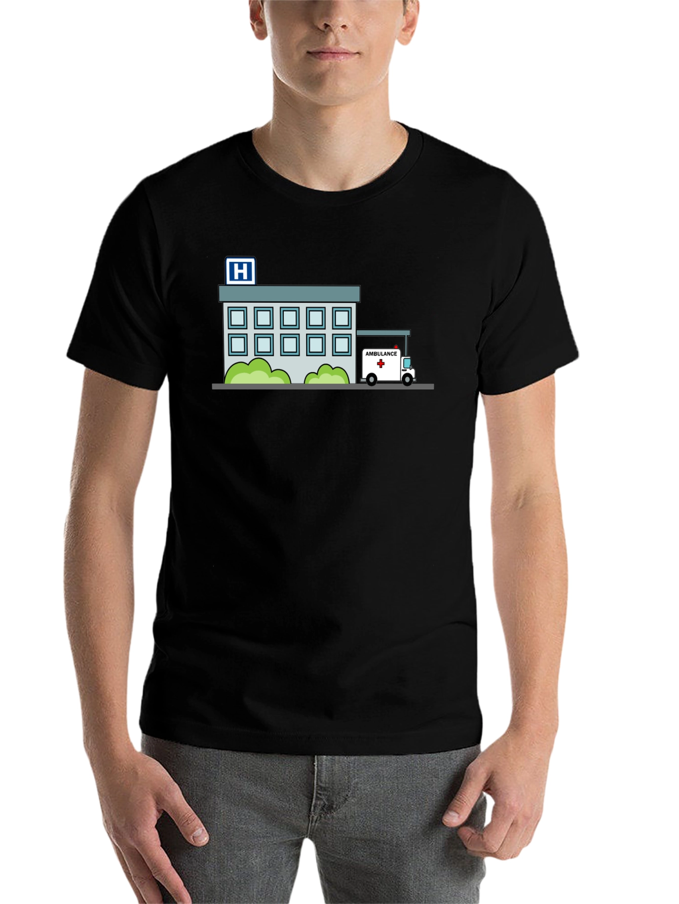 Black Hospital & Ambulance Graphic T-Shirt view 7