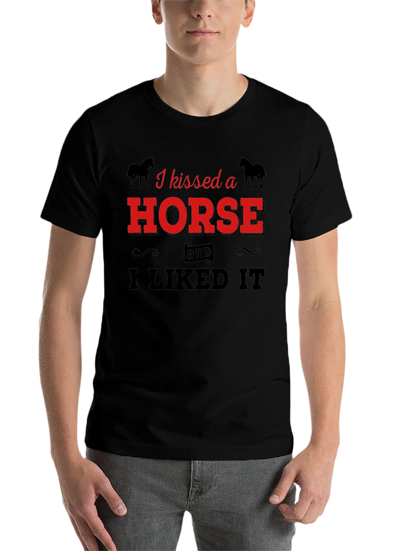 Black I Kissed a Horse T-Shirt - Unisex Graphic Tee view 7