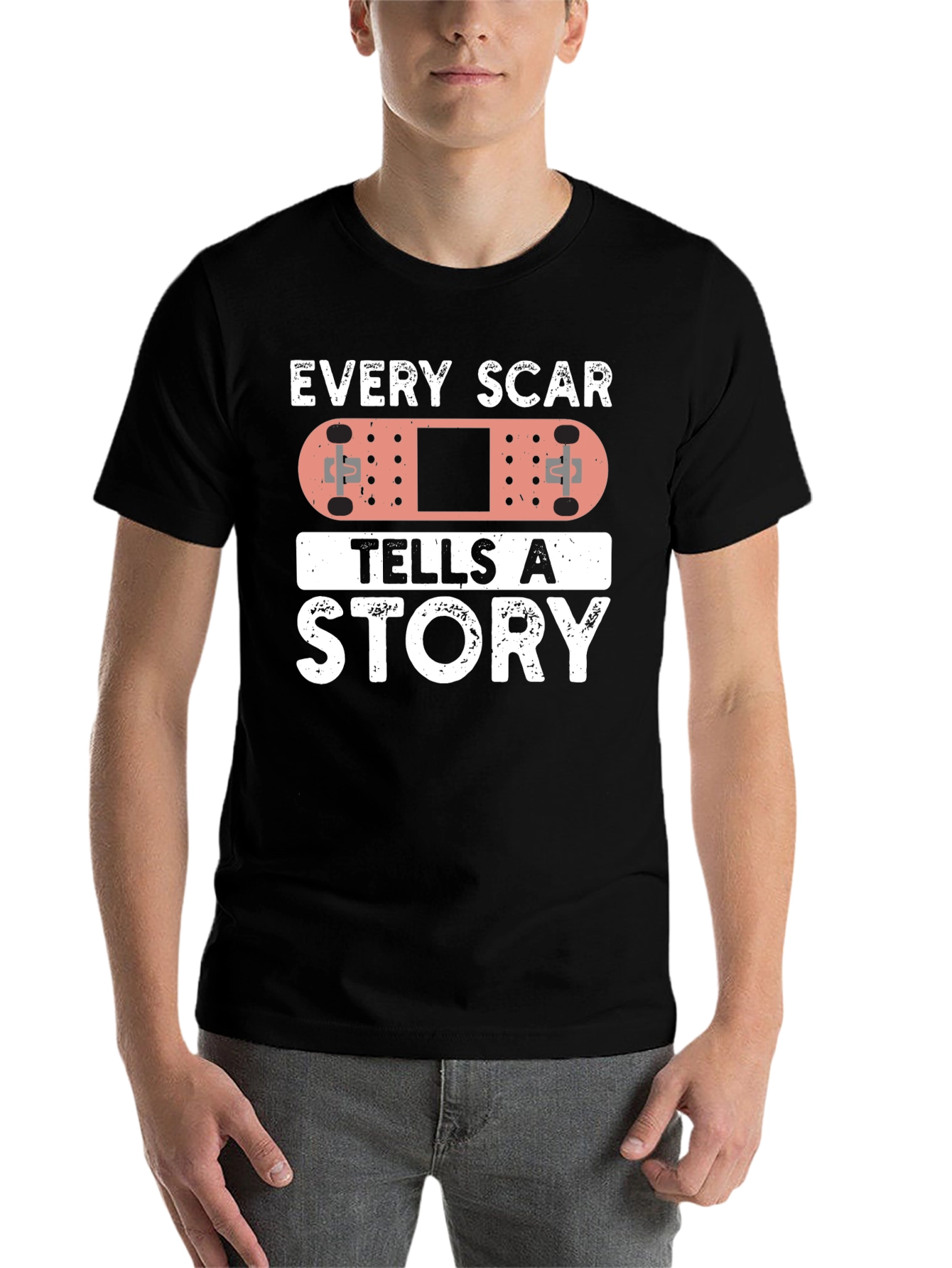 Black Every Scar Tells A Story Bandage Graphic T-Shirt view 7