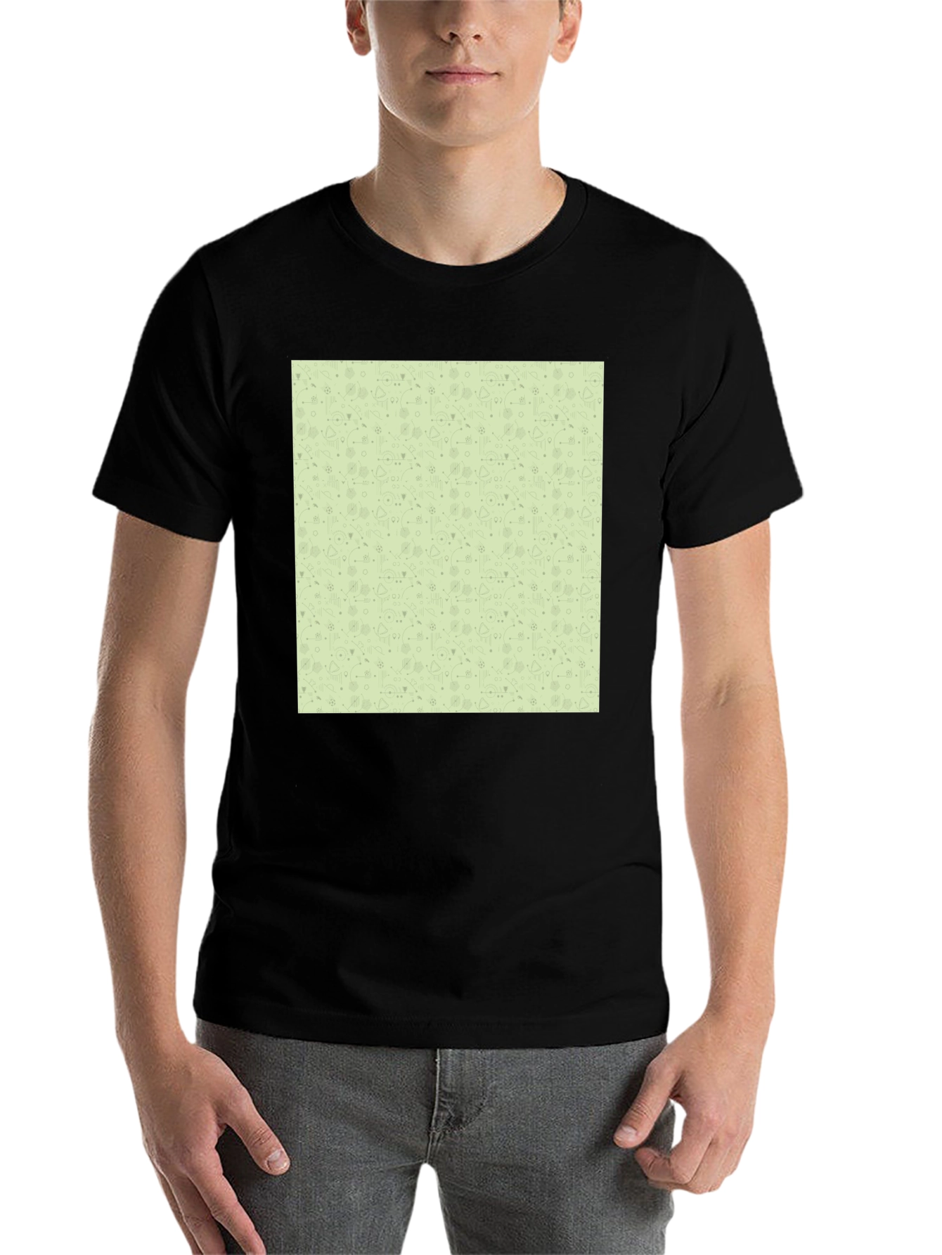 Black Patterned Tee - Stylish Casual Wear view 7