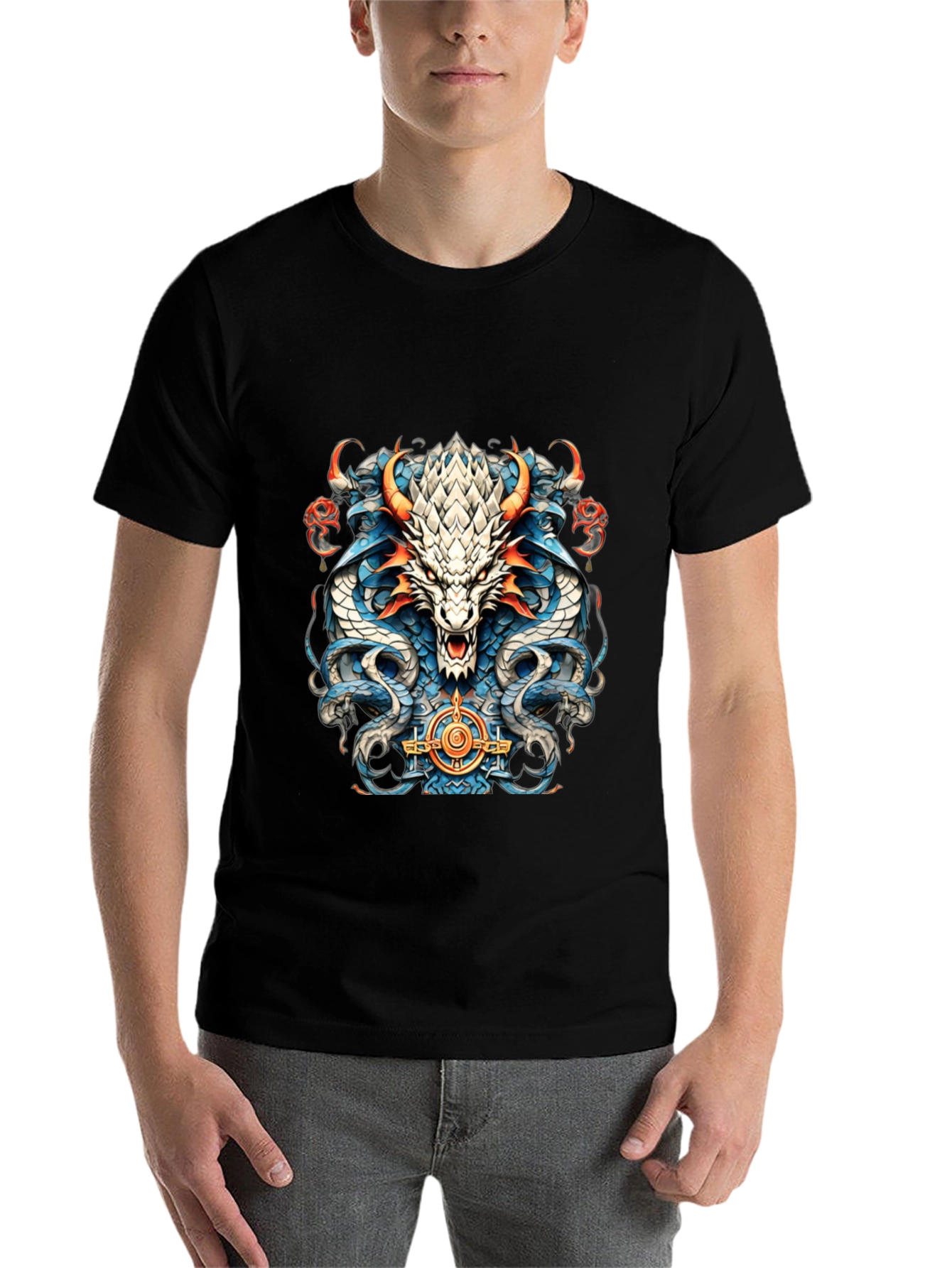 Black Dragon Graphic T-Shirt - Men's Black Tee view 7