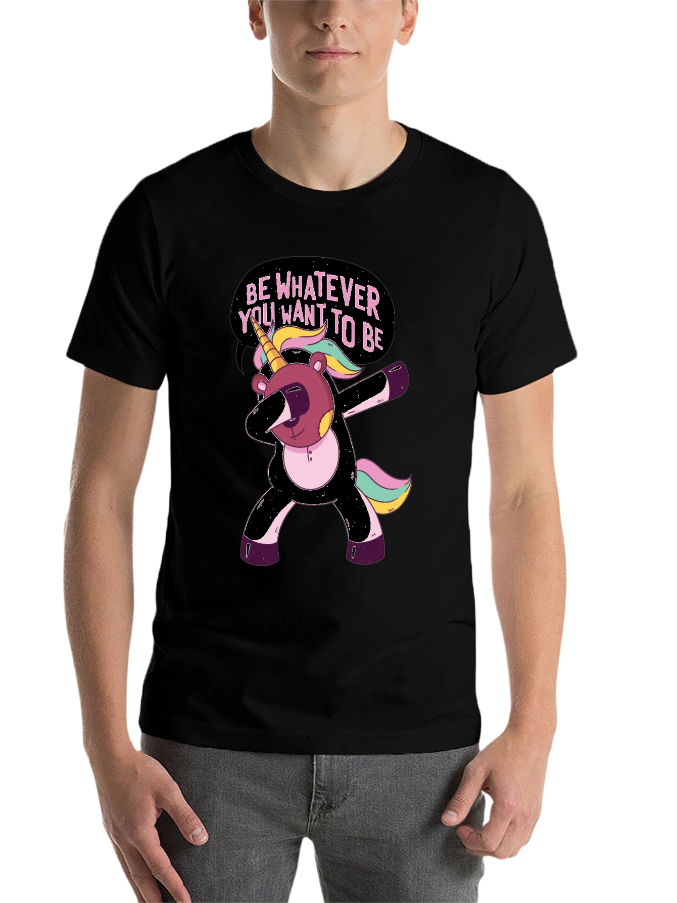 Black Unicorn Bear Dab T-Shirt - Be Whatever You Want To Be! view 7