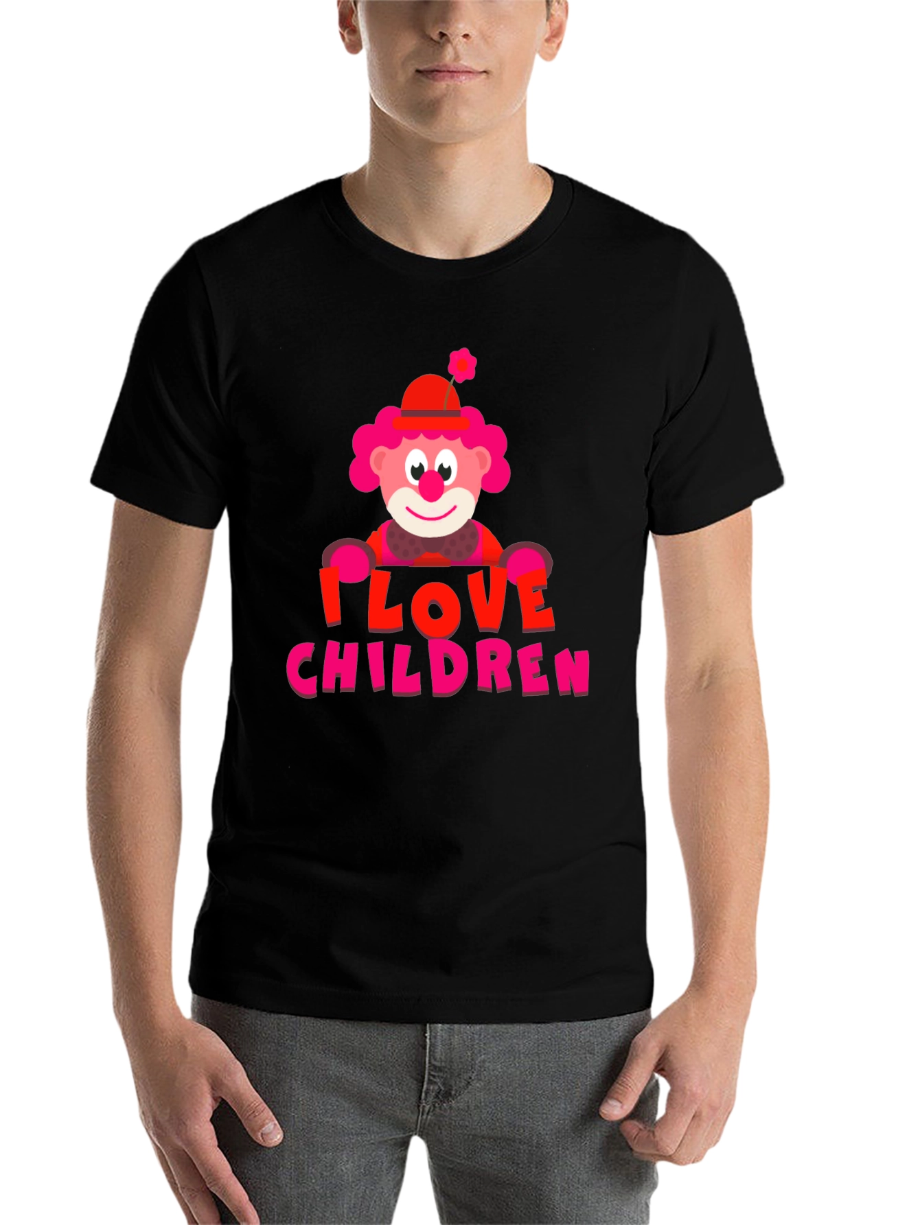 Black I Love Children Clown Graphic T-Shirt view 7