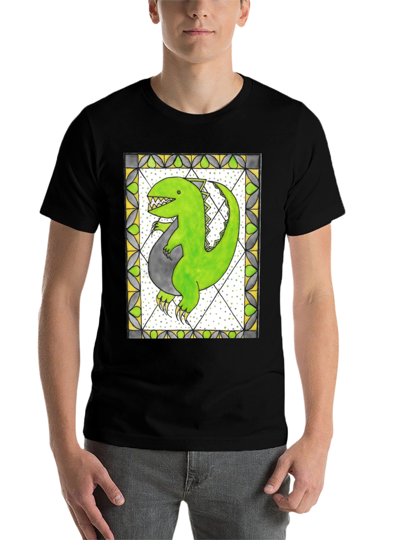 Black Dinosaur Graphic Tee - Unique Design view 7
