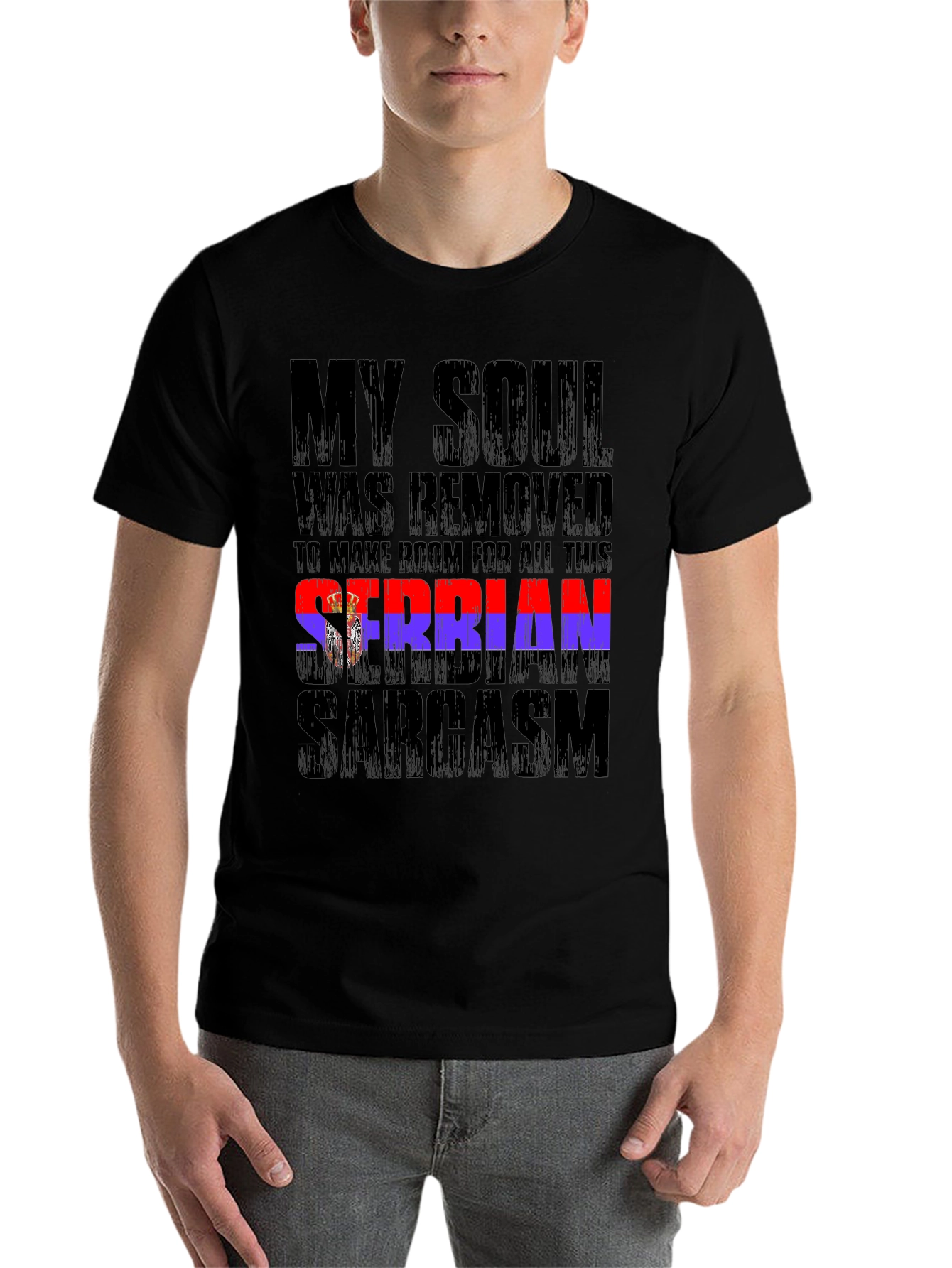 Black Serbian Sarcasm Graphic T-Shirt view 7