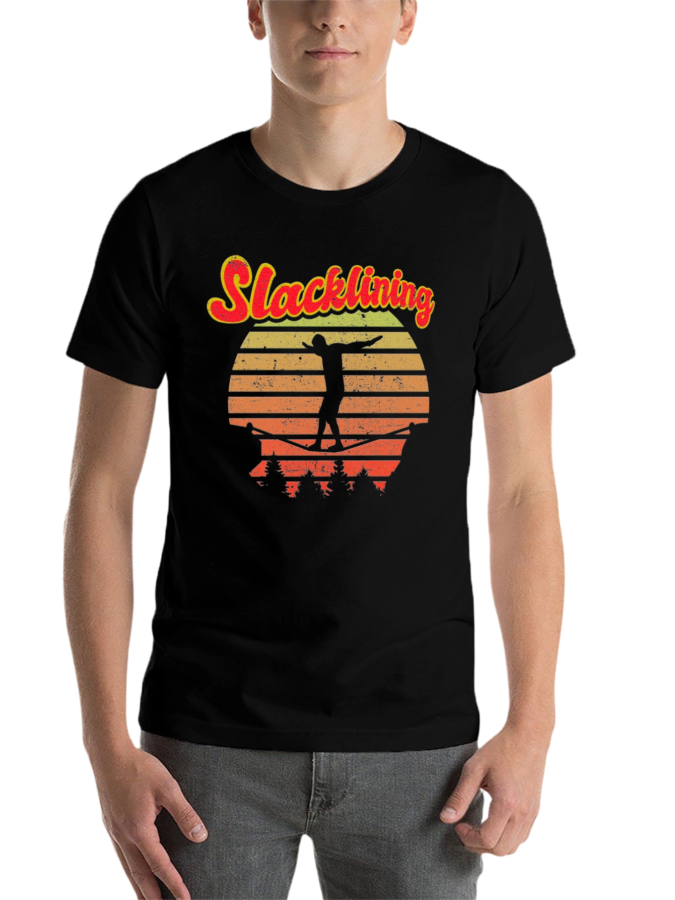 Black Retro Slacklining T-Shirt view 7