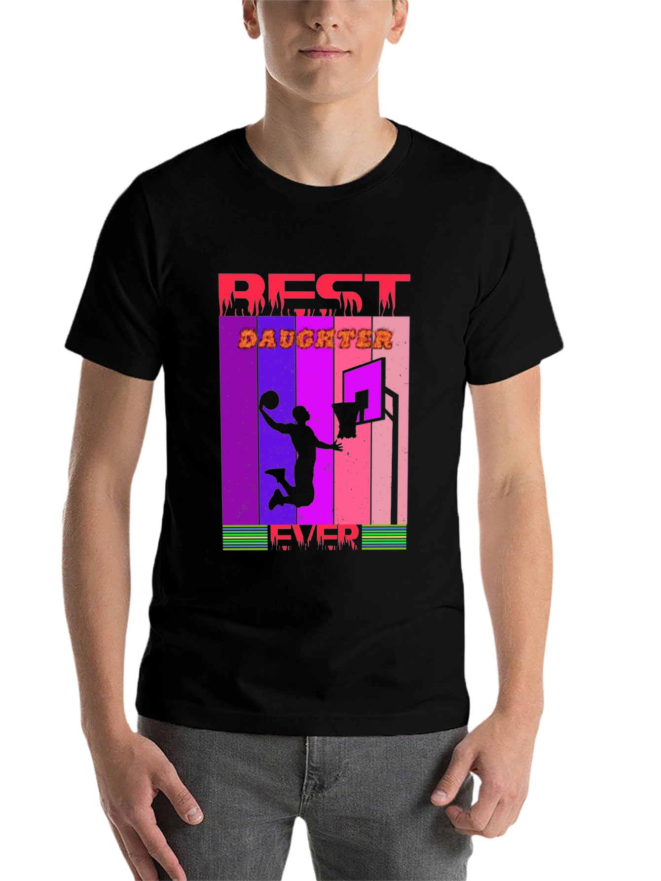Black Best Daughter Ever Basketball Graphic T-Shirt view 7