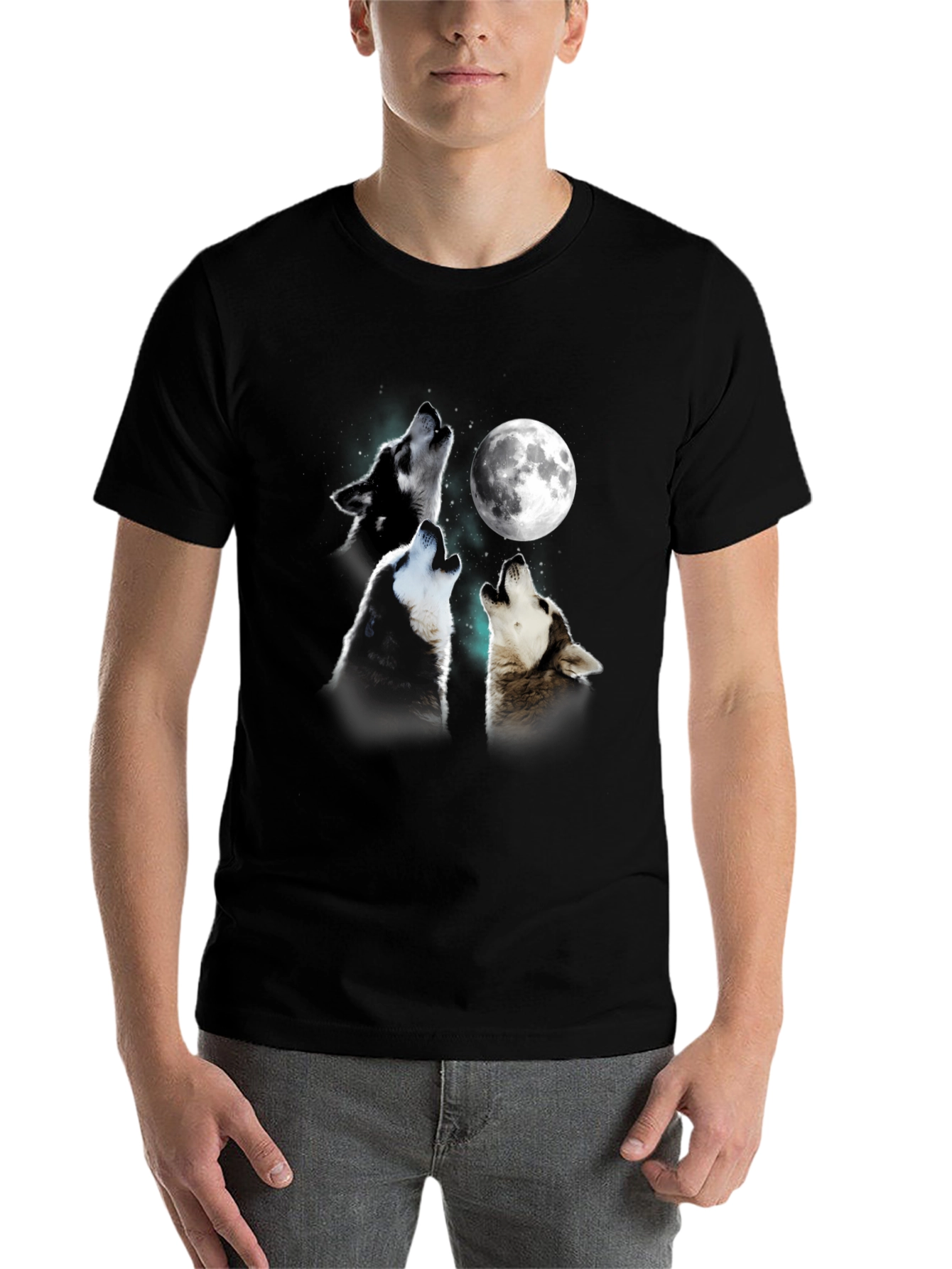 Black Wolf Moon T-Shirt - Unique Graphic Tee view 7