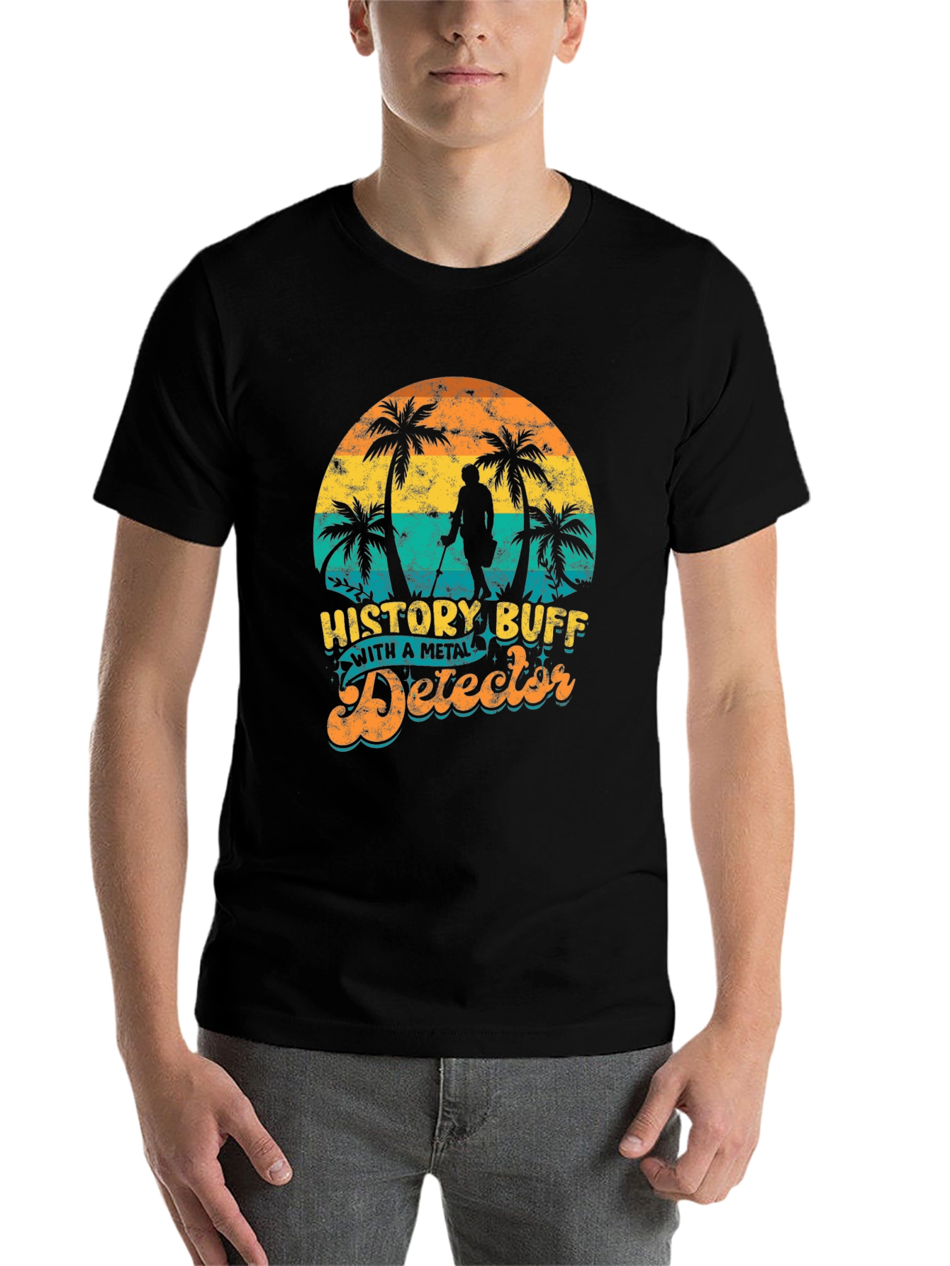Black History Buff Metal Detector Black T-Shirt view 7