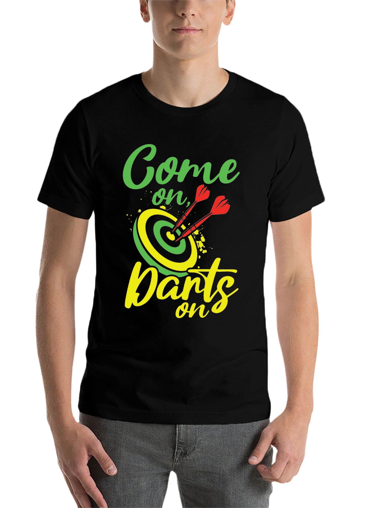 Black Come on, Darts - Graphic Tee view 7