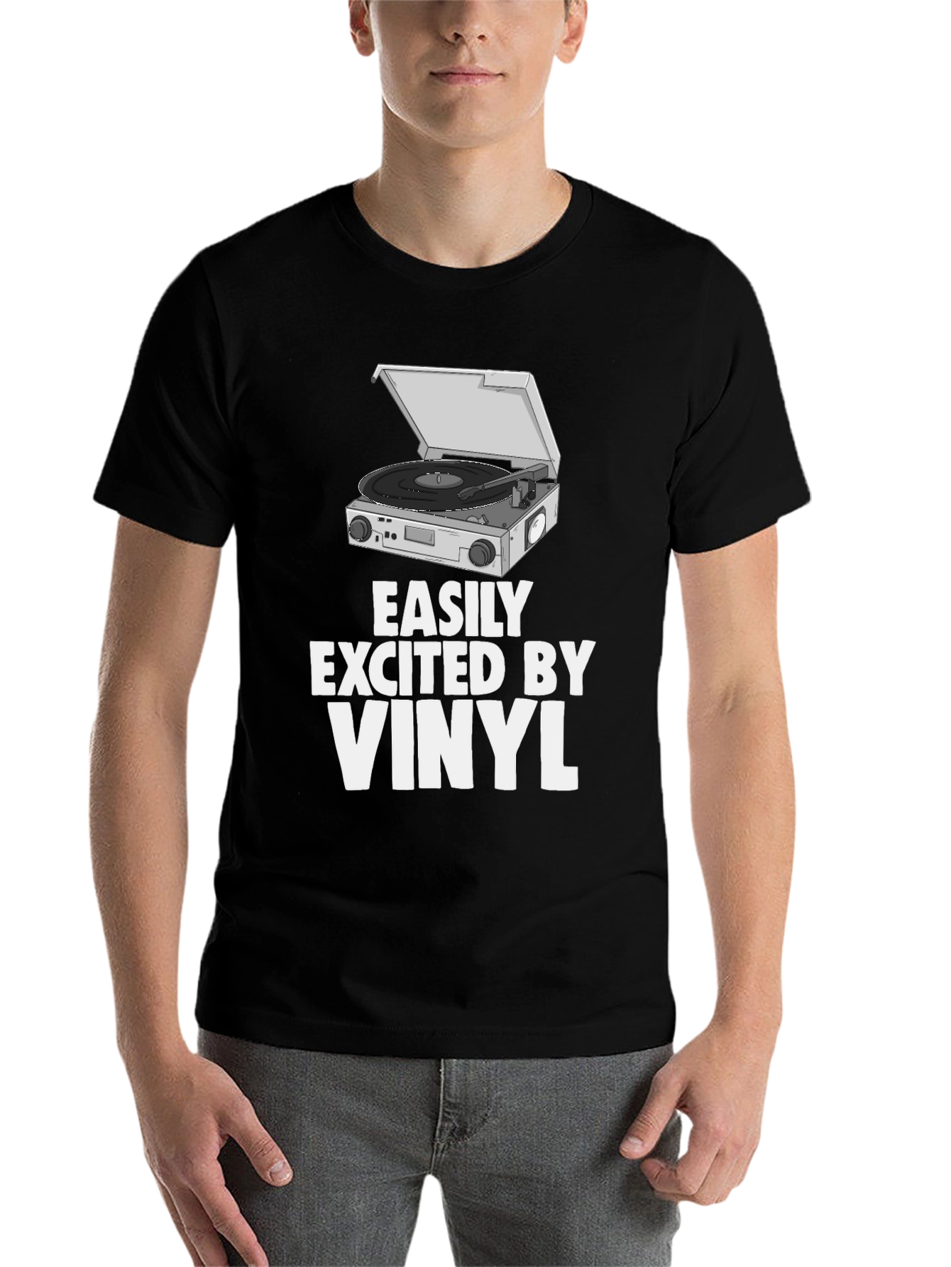 Black Vinyl Record Player T-Shirt view 7