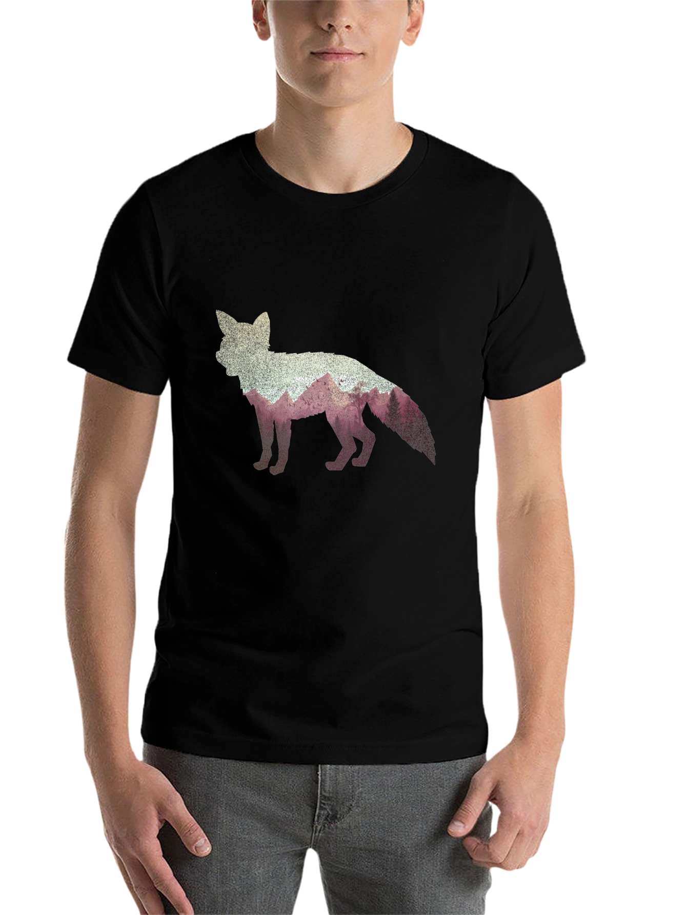 Black Fox Graphic Print Black T-Shirt view 7