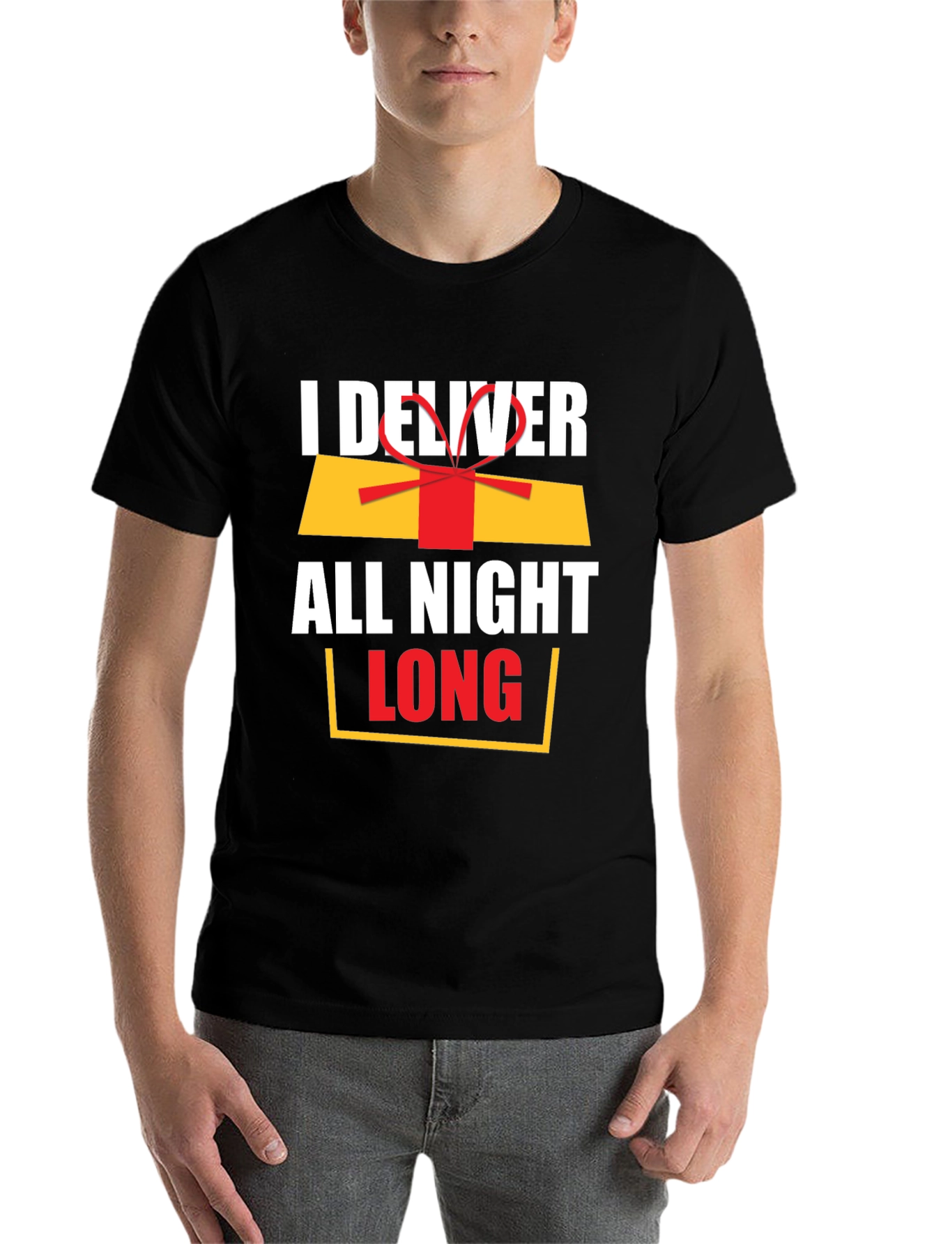 Black I Deliver All Night Long Funny Graphic Tee view 7