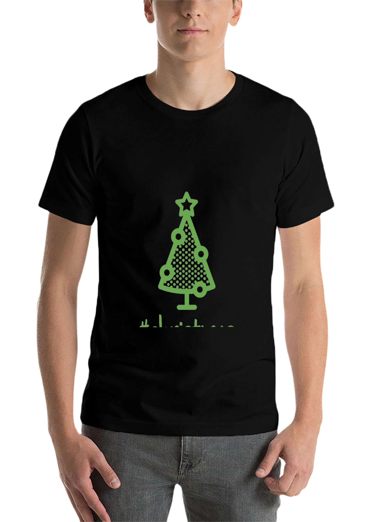 Black Festive Christmas Tree Graphic Tee - Holiday Style view 7