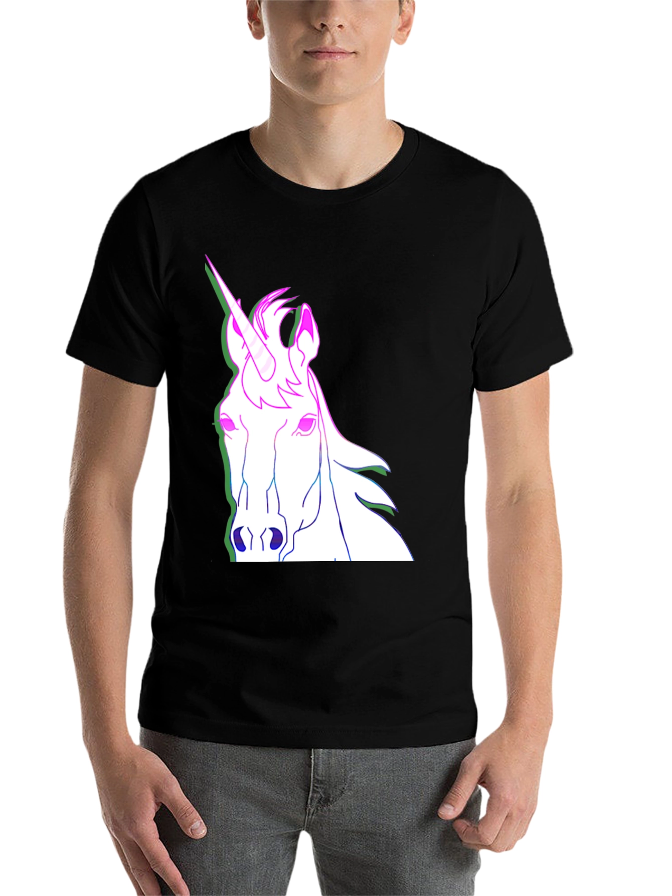 Black Unicorn Graphic Tee - Men's Black T-Shirt view 7