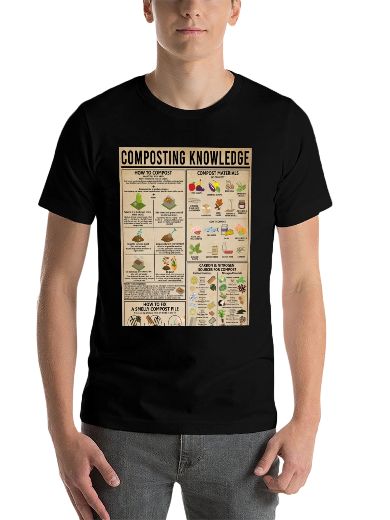 Black Composting Knowledge Graphic Tee view 7