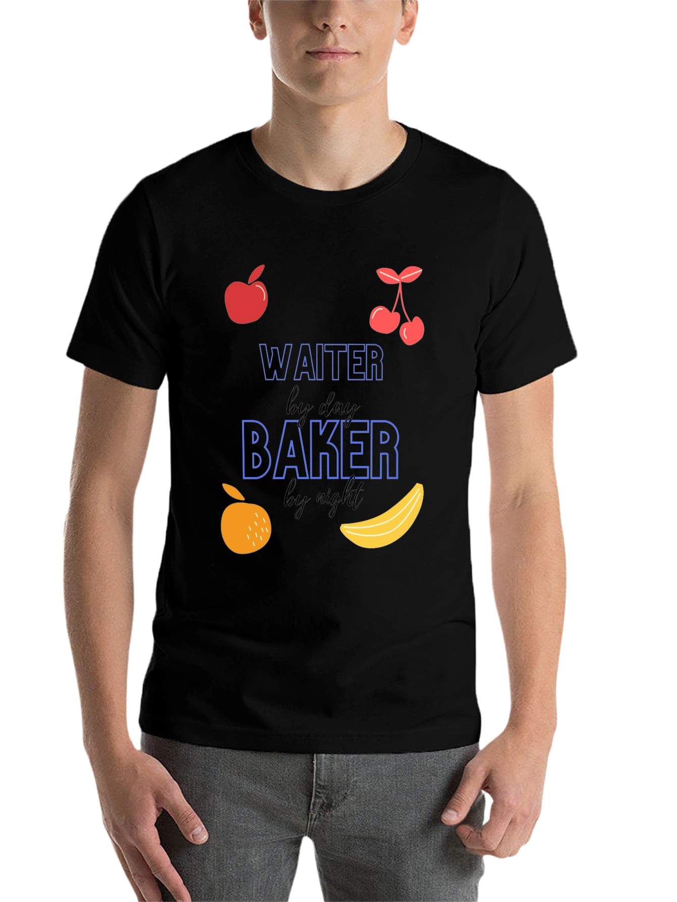 Black Waiter by Day Baker by Night Funny T-Shirt view 7