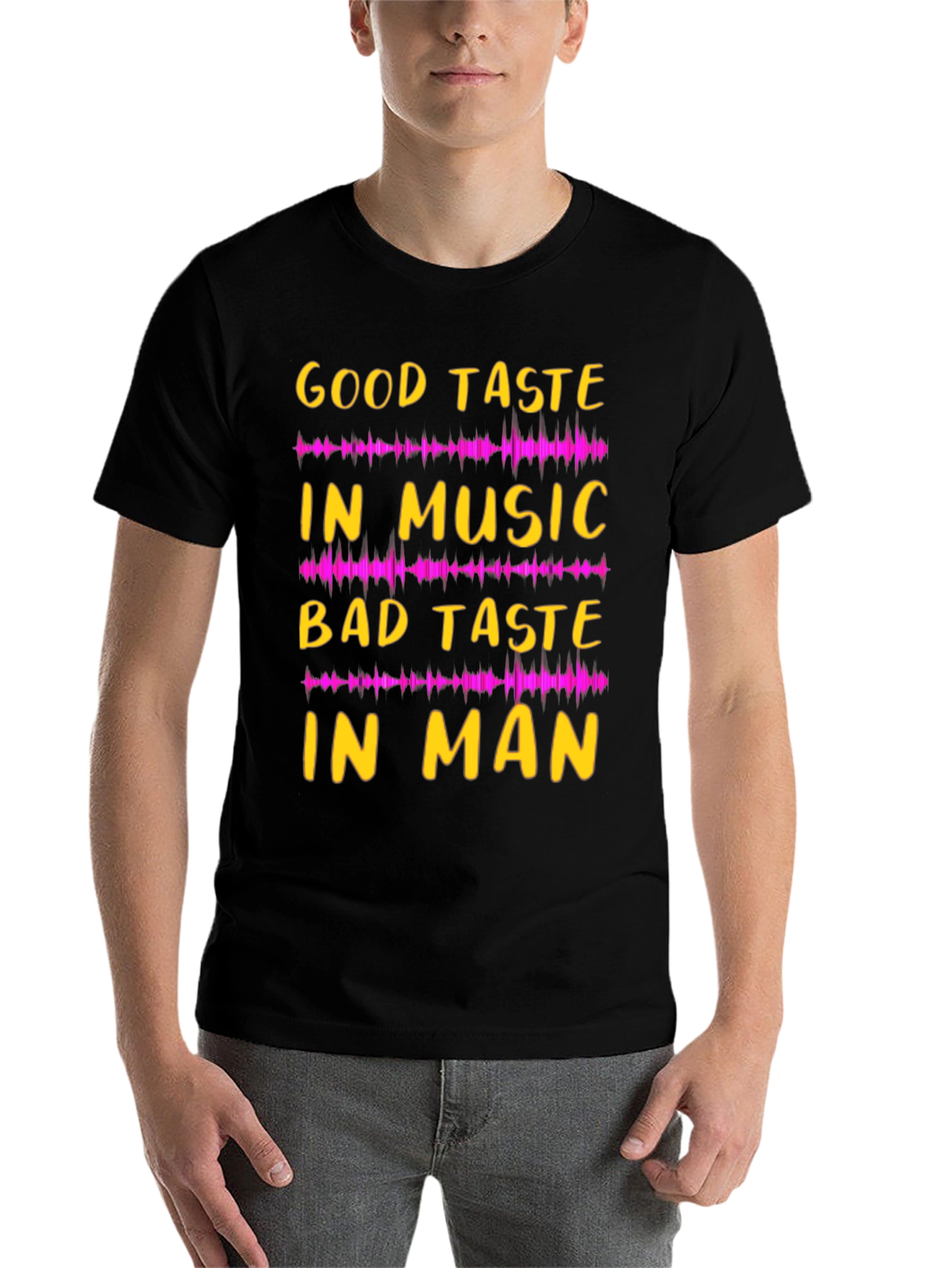 Black Funny Music Lover Graphic Tee - Good Taste in Music, Bad Taste in Man view 7