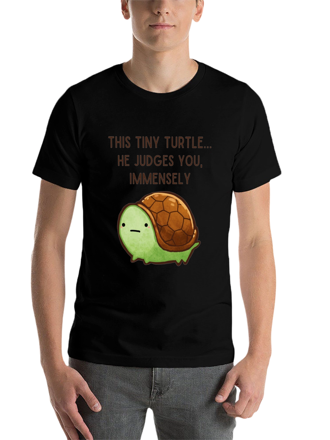 Black Tiny Turtle Judge T-Shirt - Funny Graphic Tee view 7