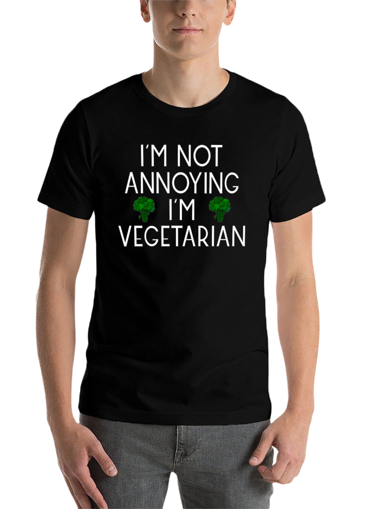 Black Vegetarian Broccoli Graphic T-Shirt - Black view 7