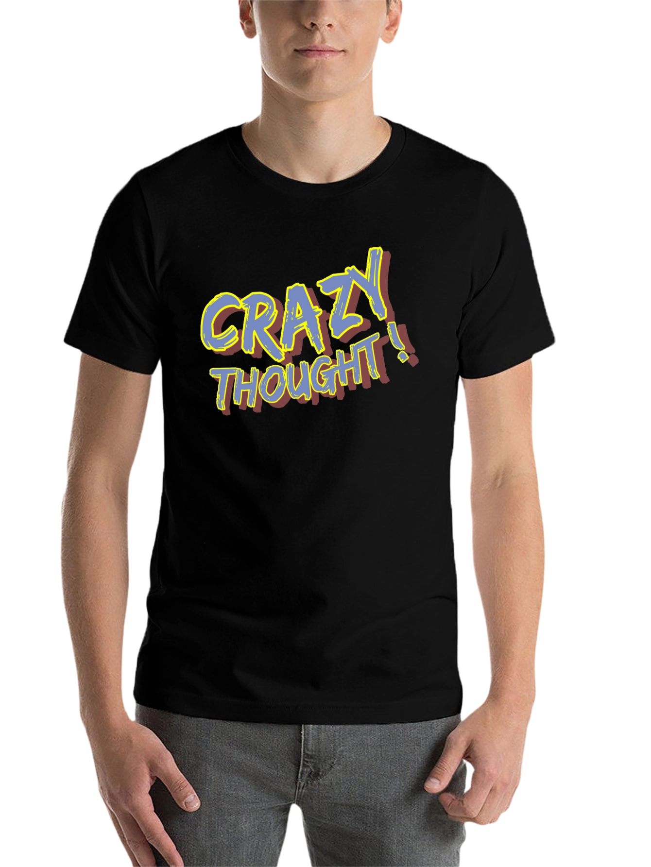 Black Crazy Thought Graphic T-Shirt - Men's Black Tee view 7