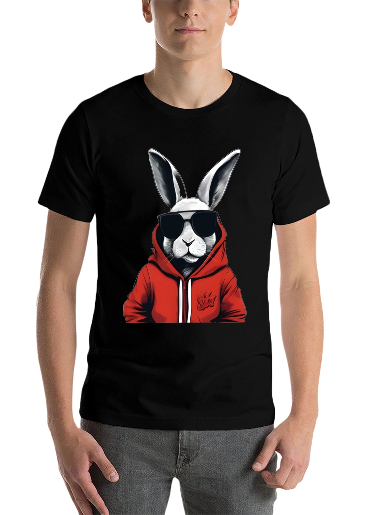 Black Cool Rabbit Graphic Tee - Black view 7