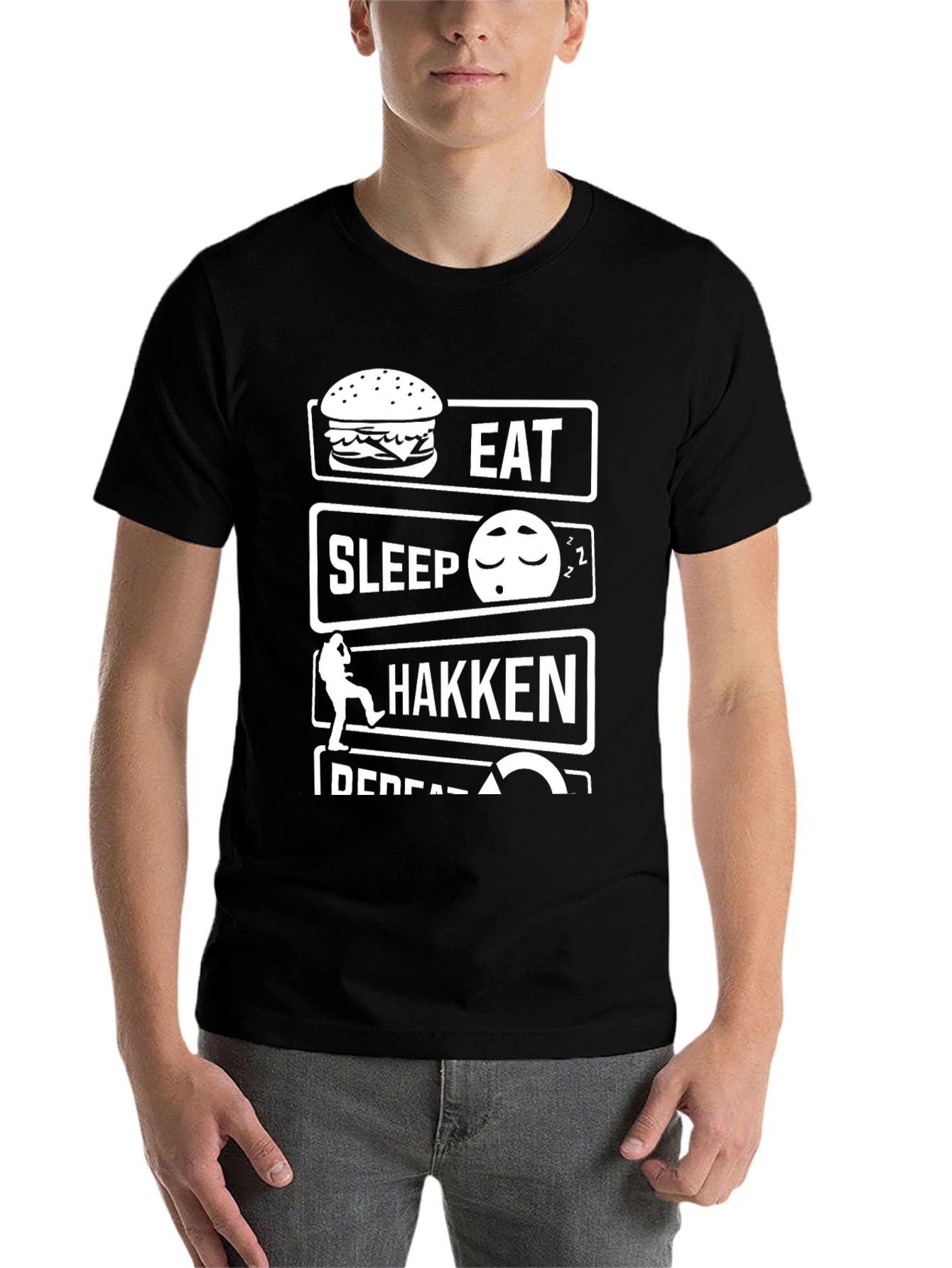 Black Eat Sleep Hakken Repeat T-Shirt view 7