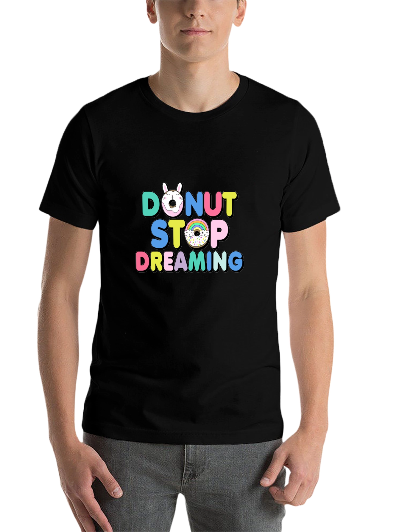 Black Donut Stop Dreaming Graphic T-Shirt view 7